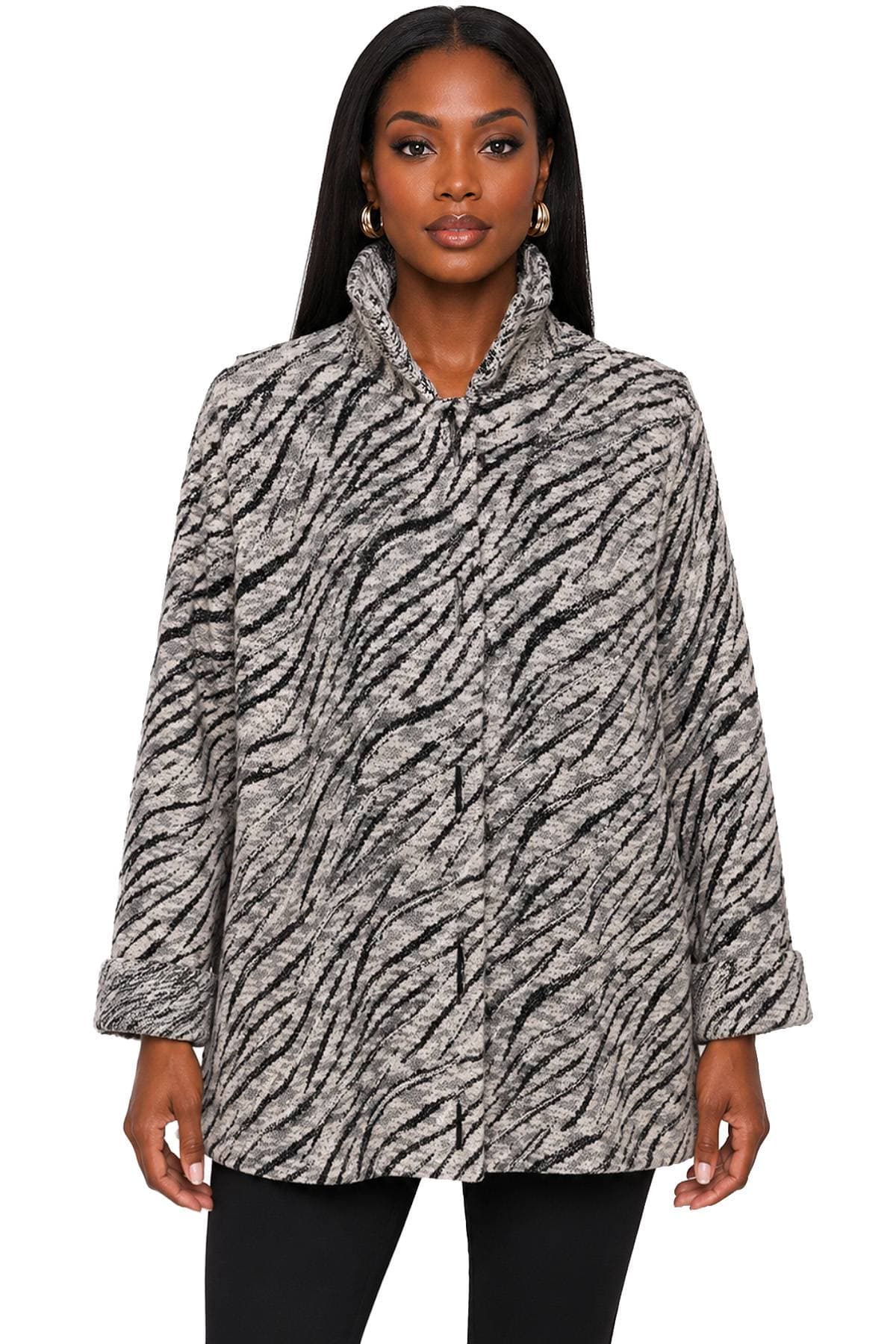 White Tiger Knit Shacket - $265.00 - View 1 of 4