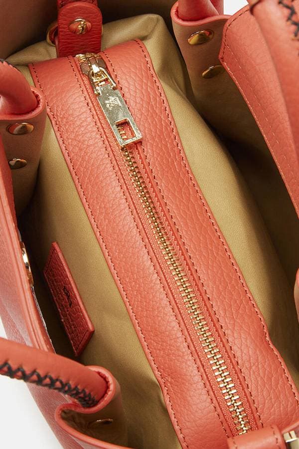 Italian made Papaya Leather Tote -  - View 3 of 3