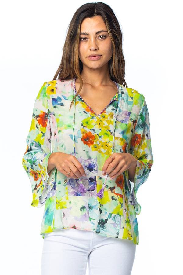 Blouse Silk Green Multi Farrah | Women's - $195.00 - View 1 of 2