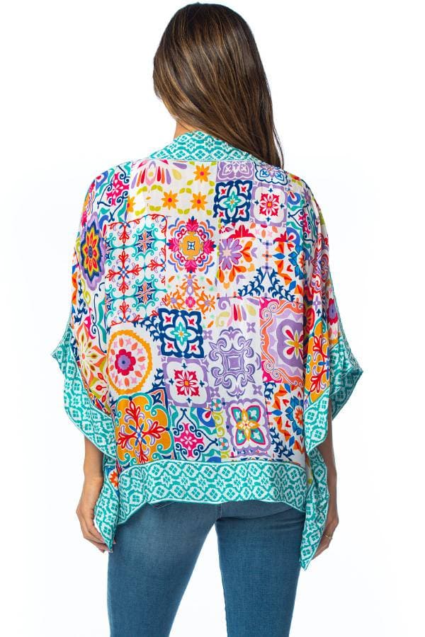 Turquoise Tapestry Silk-Cupro Kimono | Women's -  - View 3 of 3