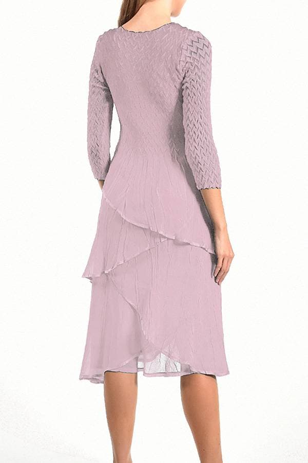 Pink Lotus Chiffon Dress with Embellished Neckline | Komarov Dress