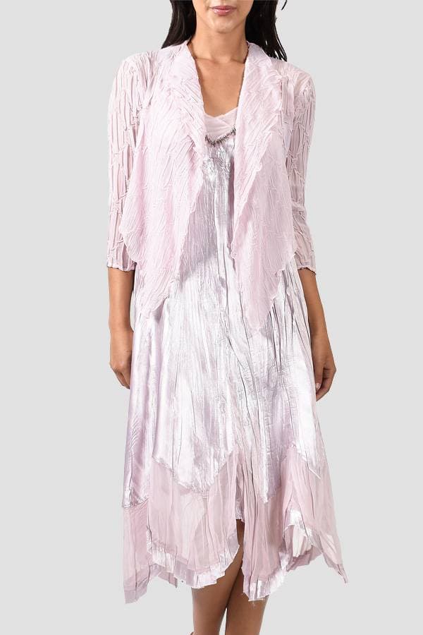 2pc Ensemble In Pink Lotus Charmeuse and Chiffon | Komarov Dress