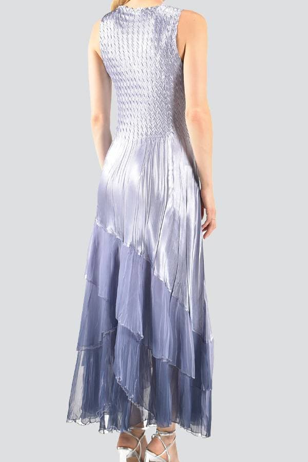 Maxi Dress in Lavender Ombre and Embellished Neckline | Komarov Dress