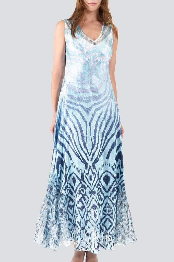 Aqua Charcoal Gray Zebra Print Dress | Komarov Dress | Women's - $192.50 - View 1 of 3