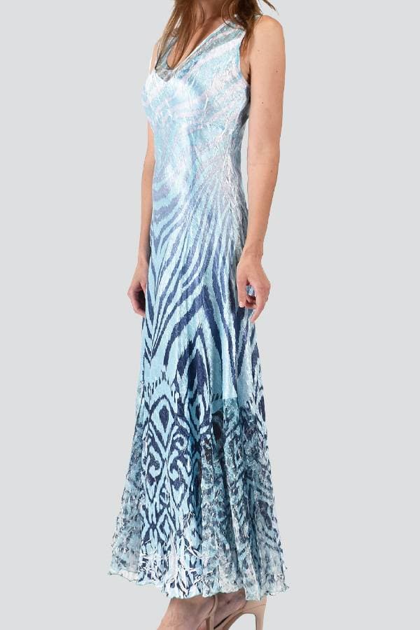 Aqua Charcoal Gray Zebra Print Dress | Komarov Dress | Women's - $192.50 - View 3 of 3