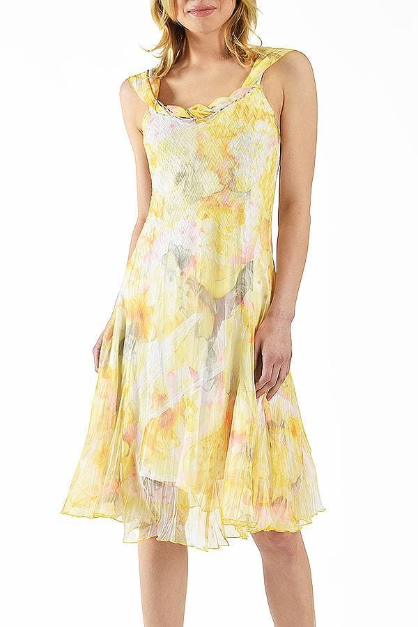 Yellow Floral Scarf Twist Dress | Komarov Dress | Women's - $385.00 - View 1 of 4