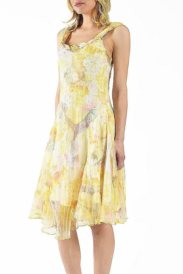 Yellow Floral Scarf Twist Dress | Komarov Dress | Women's - $385.00 - View 3 of 4