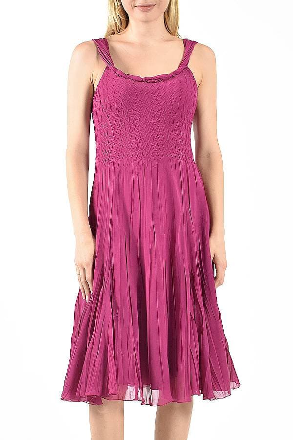 Magenta Chiffon Scarf Twist Dress | Komarov Dress