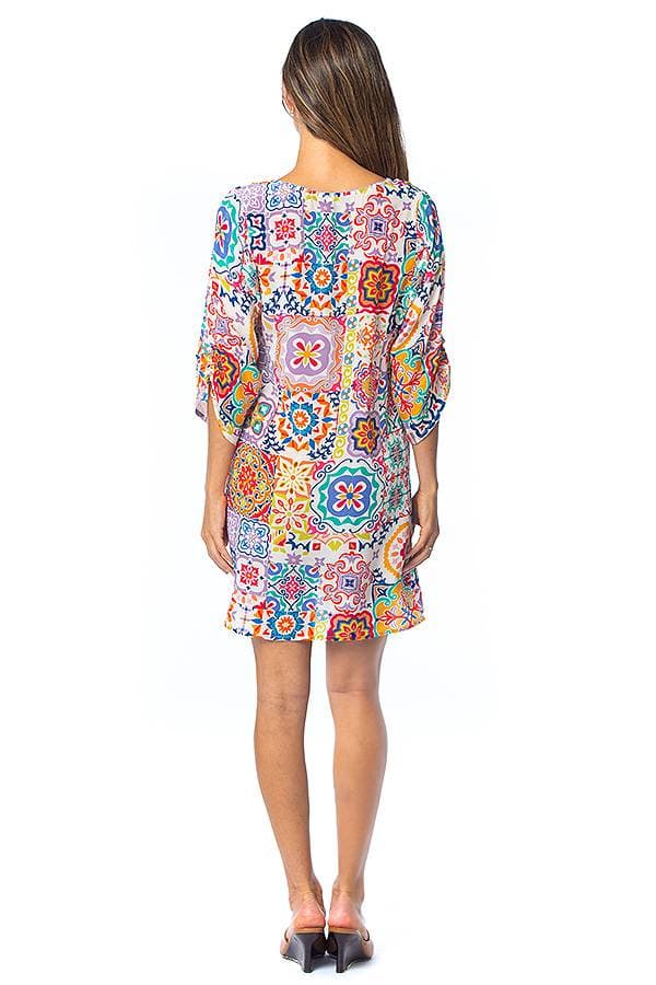 2pc Silk Tunic Dress in Tiles Print