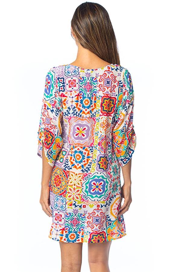 2pc Silk Tunic Dress in Tiles Print