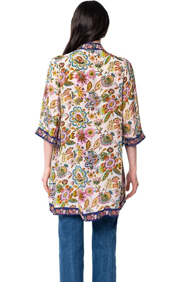 Vintage Print Silk Kimono