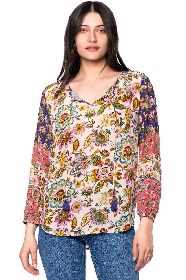 Pink Vintage Print Silk Blouse | Women's - $245.00 - View 1 of 2