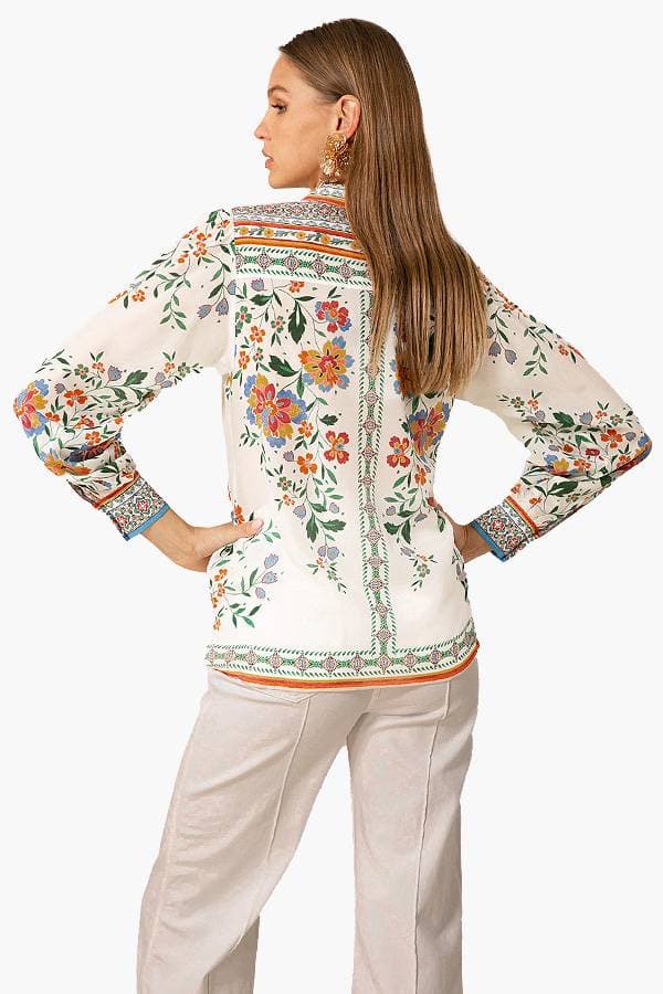 Silk Floral Placement Print Blouse