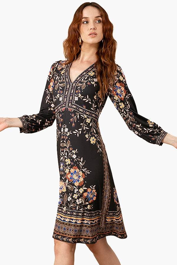 Floral Placement Print Midi Dress -  - View 3 of 4