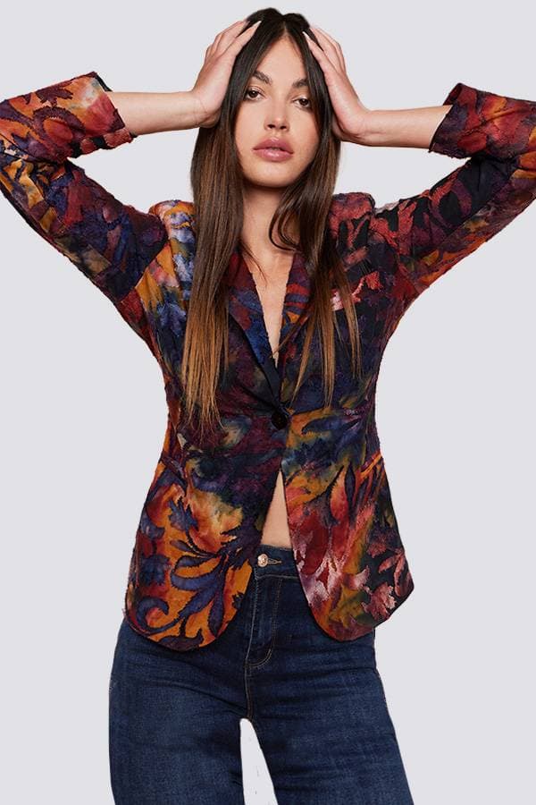 Floral Burnout Blazer
