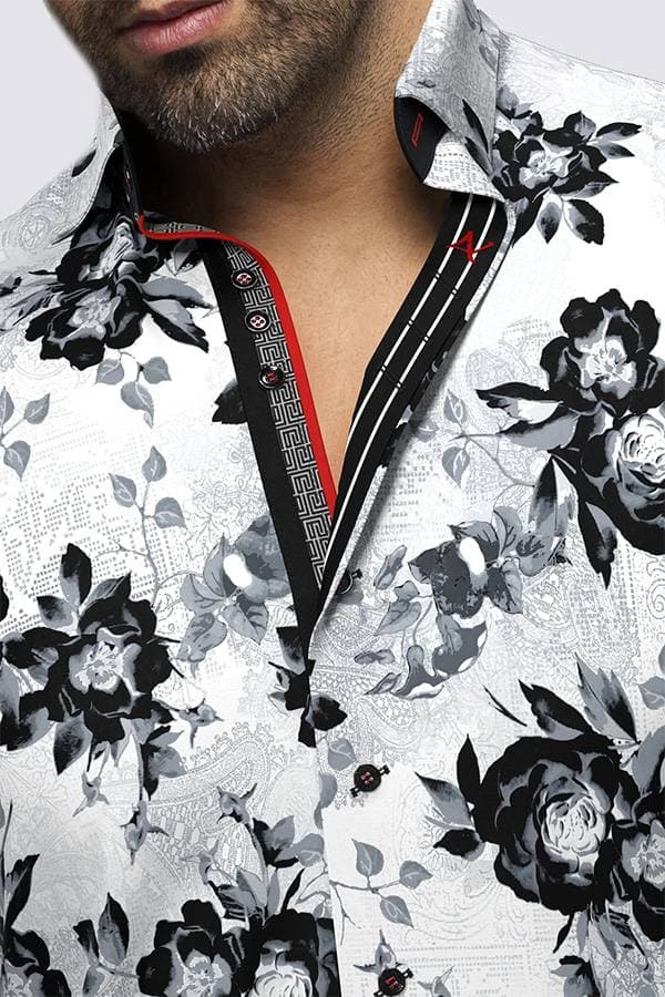 Shirt Knit Print Black Rose