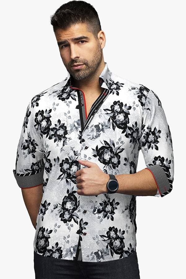Shirt Knit Print Black Rose