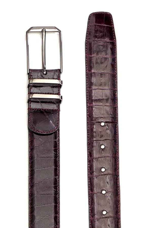 Burgundy Red Crocodile Belt | Men's - $375.00 - View 1 of 3