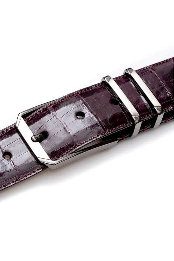 Burgundy Red Crocodile Belt | Men's - $375.00 - View 2 of 3