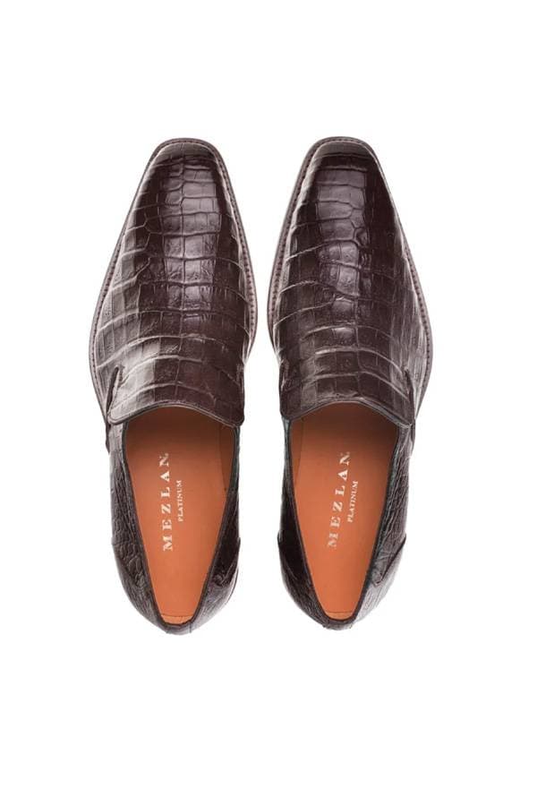 Brown Crocodile Venetian Slip On Shoes | Men's -  - Alternative view 2