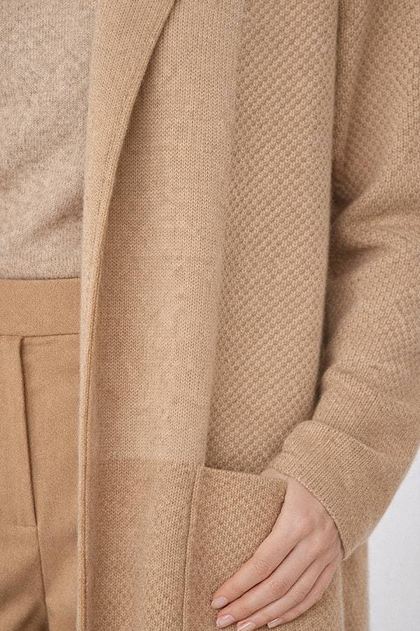 Beige Kinross Double Knit 100% Cashmere Cardigan | Women's - $745.00 - View 2 of 2
