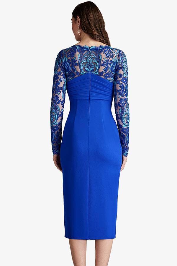 Blue Tadashi Crisscross Draped Midi Dress | Women's - $565.00 - View 2 of 3