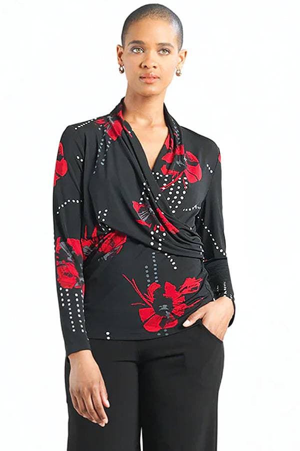 Red Black Floral Dot Jersey Top | Women's - $165.00 - View 1 of 4