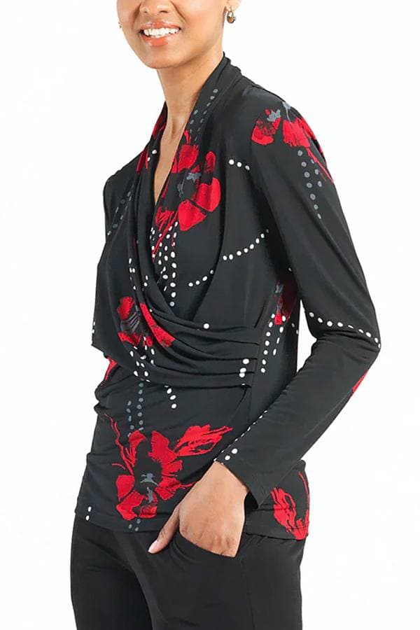 Red Black Floral Dot Jersey Top | Women's - $165.00 - View 3 of 4