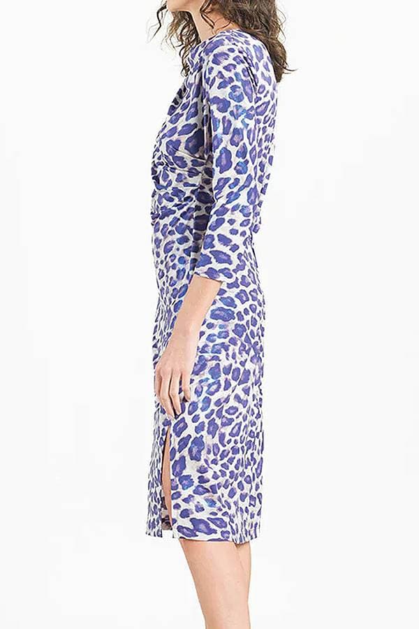 Rouched Purple Cheetah Dress -  - View 4 of 4