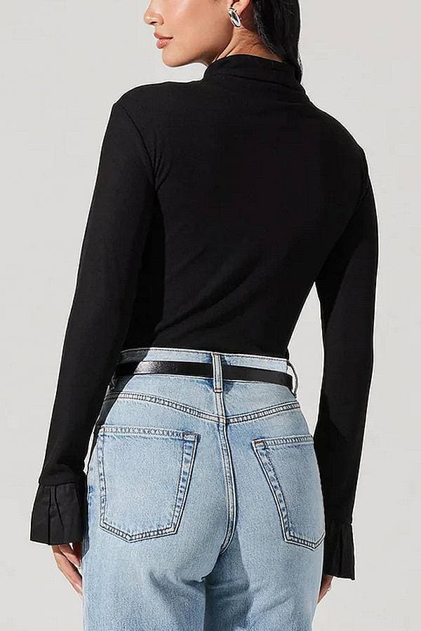 Turtleneck Top With Flare Sleeve