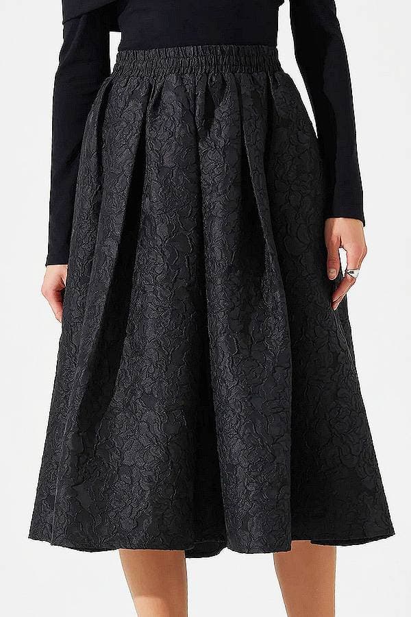 Black Jacquard Flounce Skirt