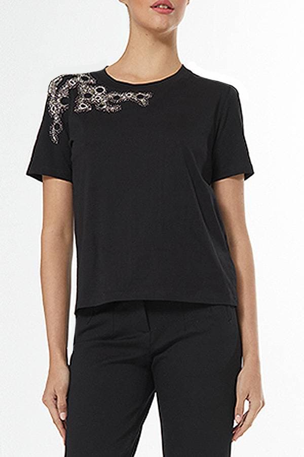 Black Tee Shirt with Pave Circles | Women's - $195.00 - View 1 of 1