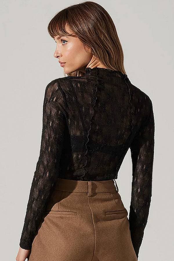 Black Sheer Lace Top | Women's - $145.00 - View 2 of 3