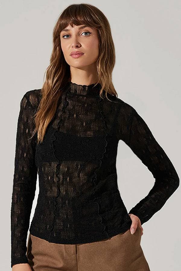 Black Sheer Lace Top | Women's - $145.00 - View 1 of 3