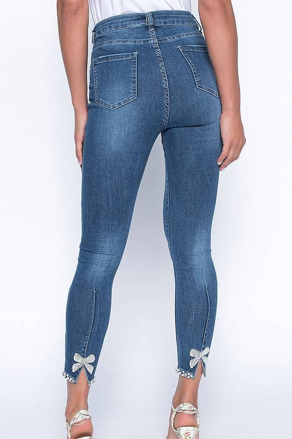 Dark Blue Denim with Bowtie Detail