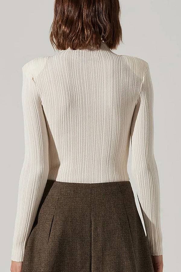 Cream Sheer Ribbed Top