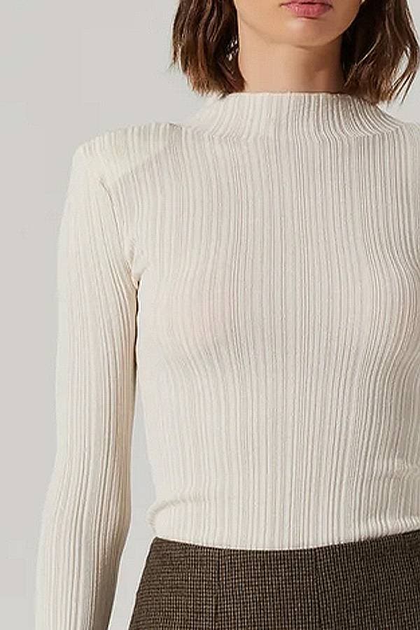 Cream Sheer Ribbed Top -  - View 5 of 5
