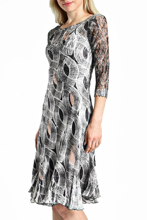 Lace Sleeve Geo Print Dress | Komarov Dress