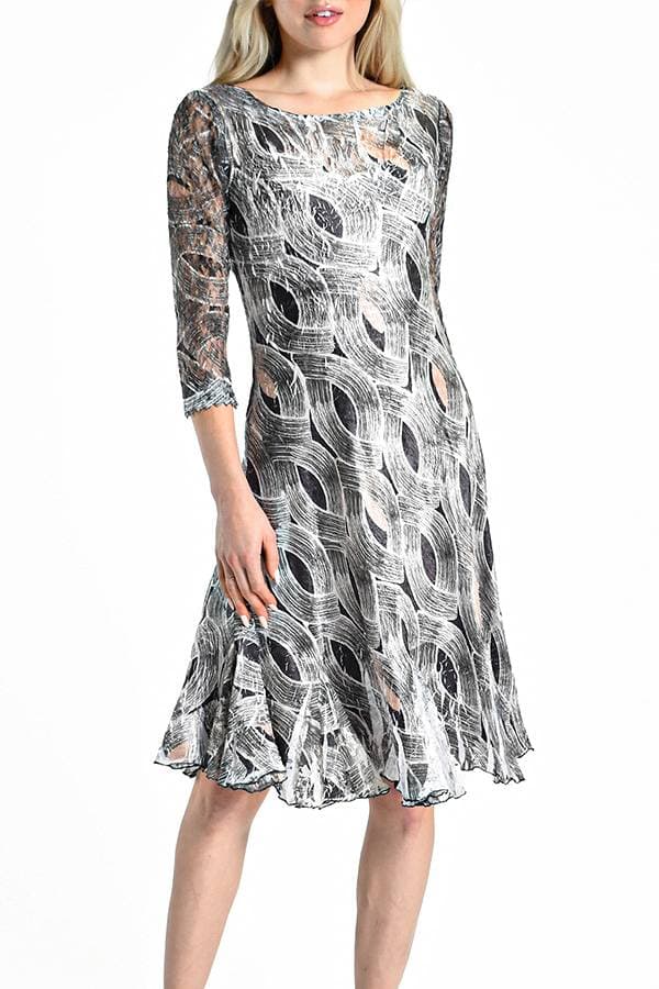 Lace Sleeve Geo Print Dress - 39500 - Main product view