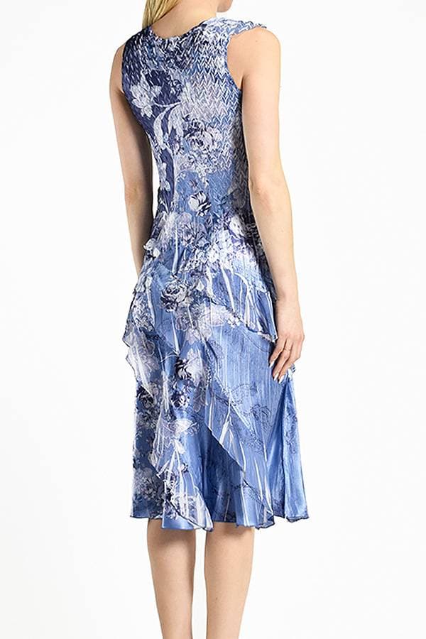 Sleeveless Ruffle Front Floral Dress | Komarov Dress