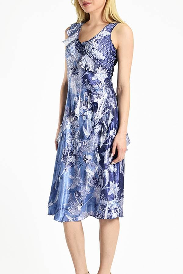 Sleeveless Ruffle Front Floral Dress | Komarov Dress