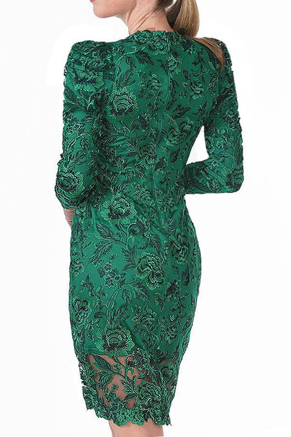 Pine Long Sleeve Lace Cocktail Dress
