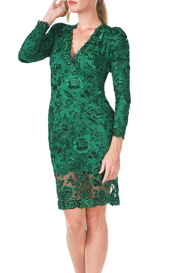Pine Long Sleeve Lace Cocktail Dress