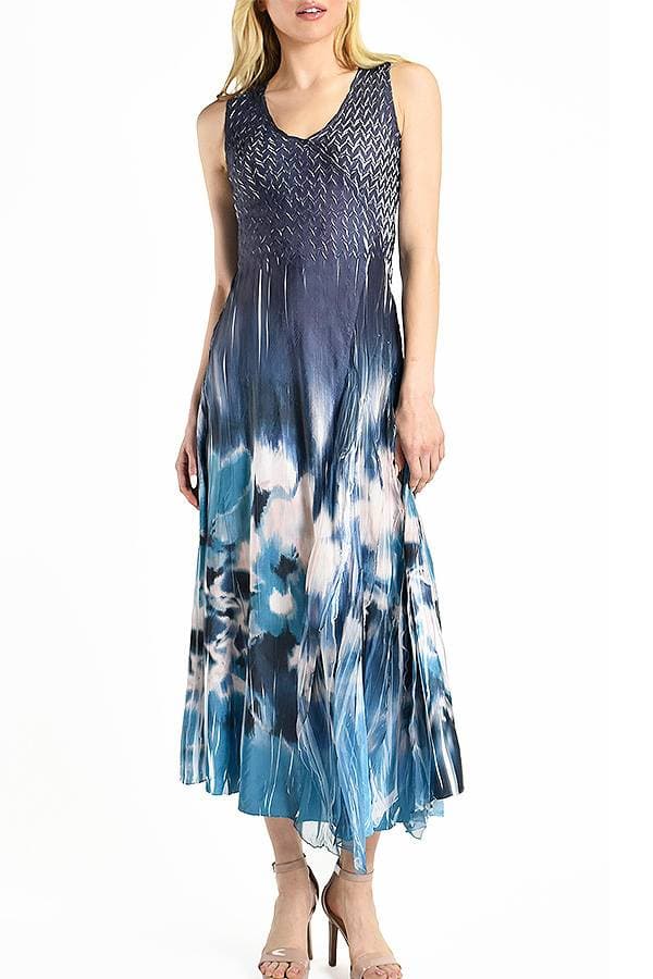 Sleeveless Vneck Ruffle Front Dress | Komarov Dress