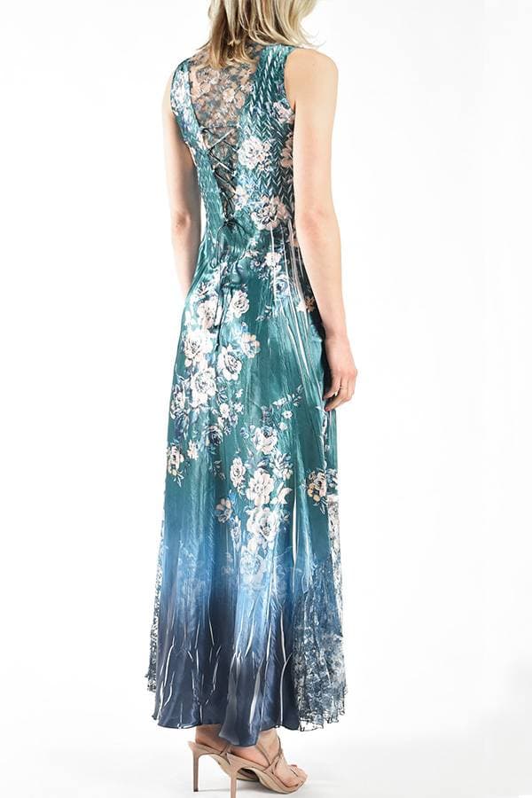 Green Floral Laceback Dress | Komarov Dress