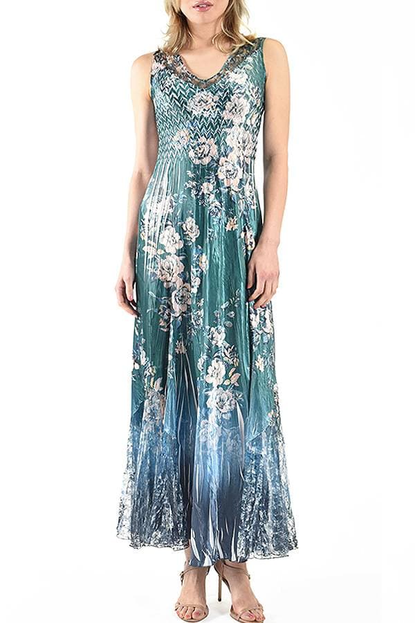 Green Floral Laceback Dress | Komarov Dress