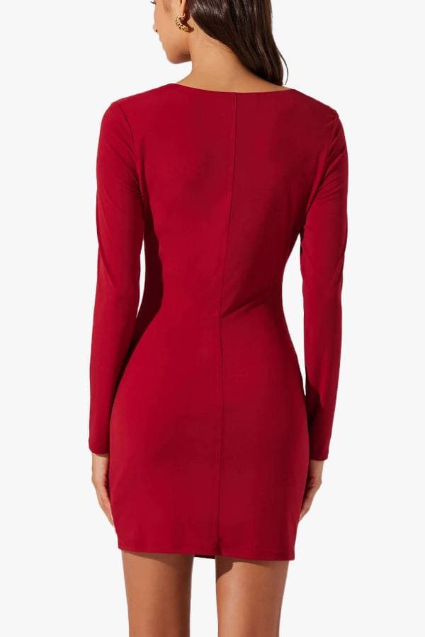 Red Cowl Neck Mini Skirt Dress | Women's - $165.00 - View 2 of 4