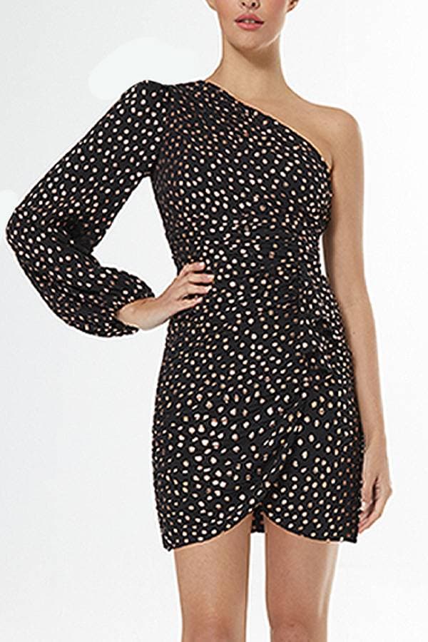 Yellow Asymmetrical Polka Dot Dress | Women's - $395.00 - View 1 of 2