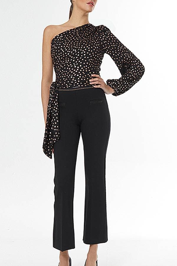 Yellow Asymmetrical Sleeve Polka Dot Top | Women's - $265.00 - View 1 of 2