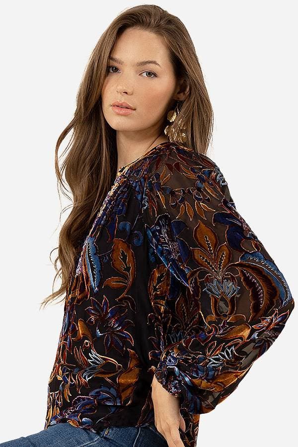 Silk Burnout Blouse -  - View 4 of 4